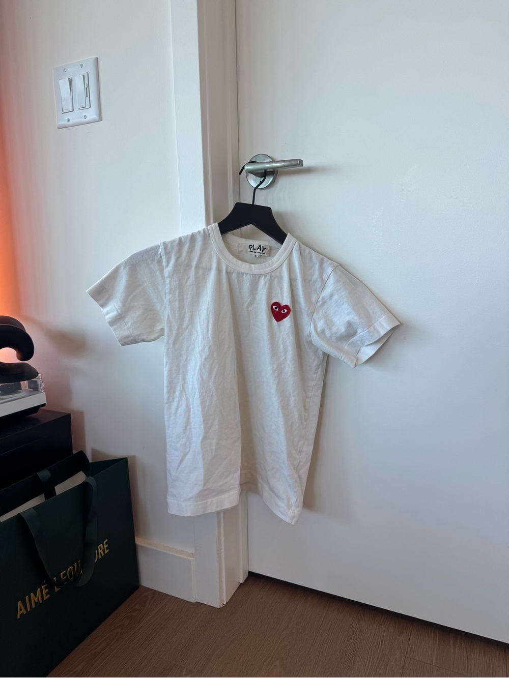Comme des Garçons PLAY White Tee with Red Heart Patch